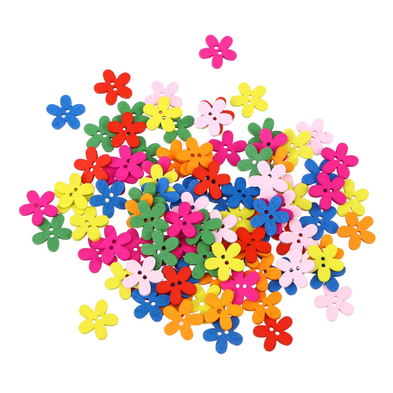 NUOBESTY 100pcs Wood Flower Plum Buttons Wood Sewing DIY Buttons Decorative Spacer Bead Holiday Scrapbook Assorted Decor Dining Christmas Bamboo Decorative