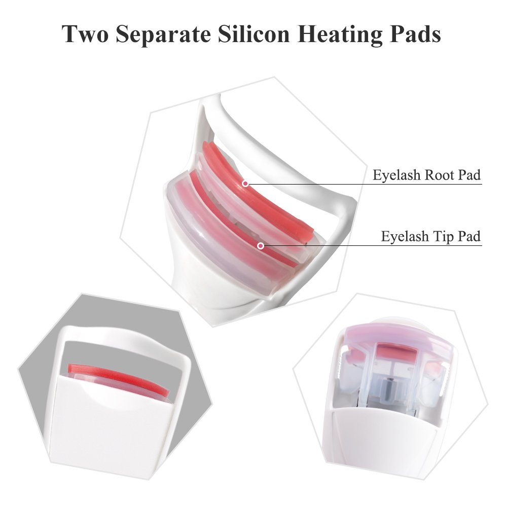 TOUCHBeauty Heated Eyelash Curler with Double Silicone Pad,Long-lasting Eyelash Curls Pink TB-2016