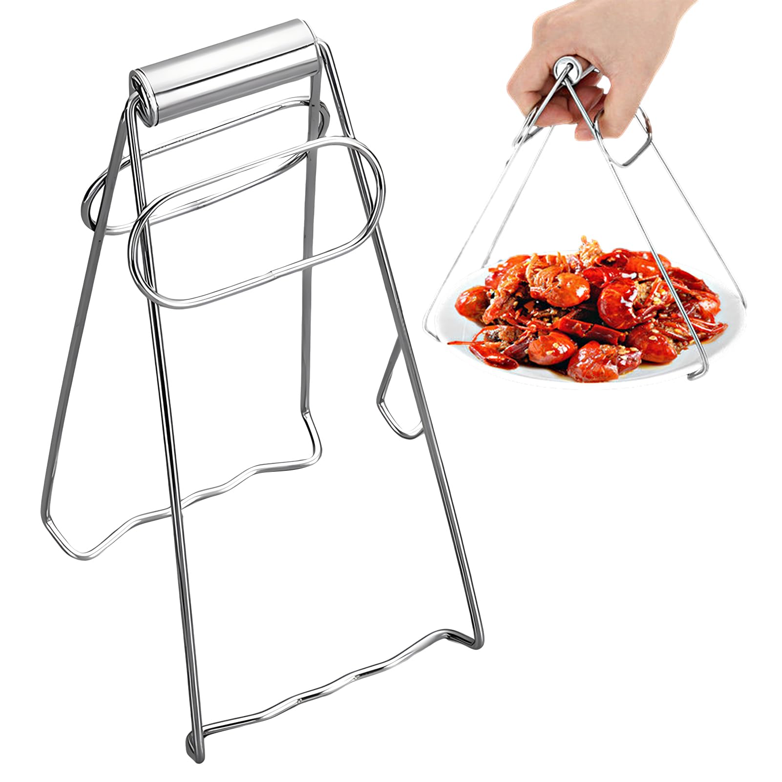 Steel Hot Bowl Clip, Stainless Steel Hot Plate Gripper Clips Kitchen Folding Hot Dish Lifter Tongs, Bowl Clip Hot Dish Gripper Clips, Plate Tong Anti-hot Clamp Gripper(Silver)(Silver)