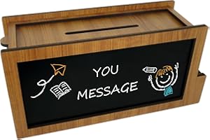 SHU MEI Multifunctional Wooden Suggestion Box with Chalkboard - Durable Donation/Tip/Voting/Storage Box for School, Office, C
