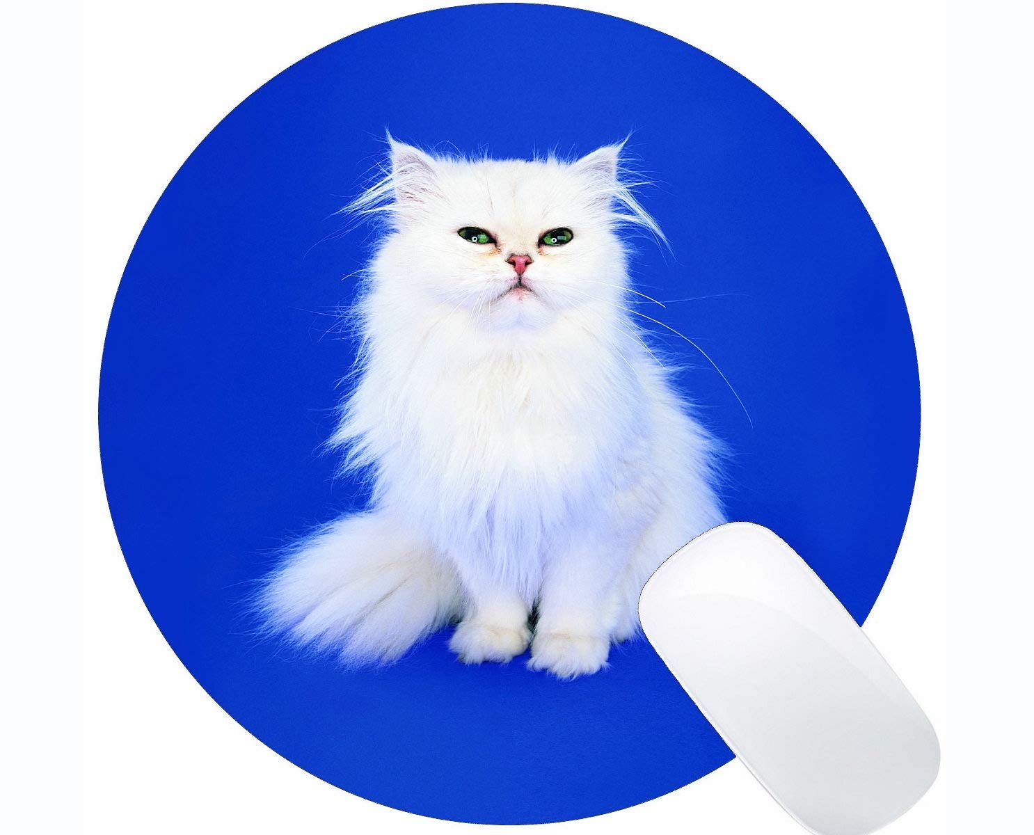 Yanteng Gaming Round Mouse Pad Custom Green Eyes Persian Cat