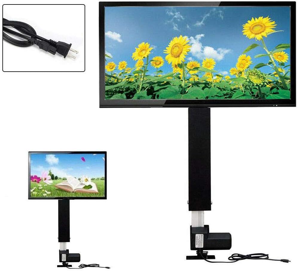 1000N 700mm Motorized Drop Down TV Lift Stand Mount Bracket for 26"-57" TVs + Height Adjustable Mount W/RF Remote Controller USA Stock