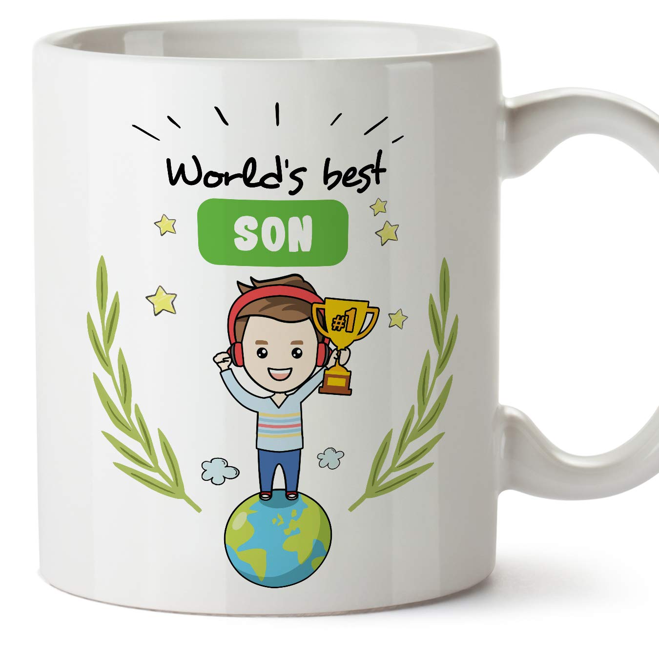 MUGFFINS Mug/Cup Son -Family World -Funny Gift/Present Idea -Tea/Coffee Ceramic Cup