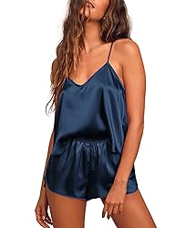 Ekouaer Silk Pajamas for Women Satin Cami Pjs Set V