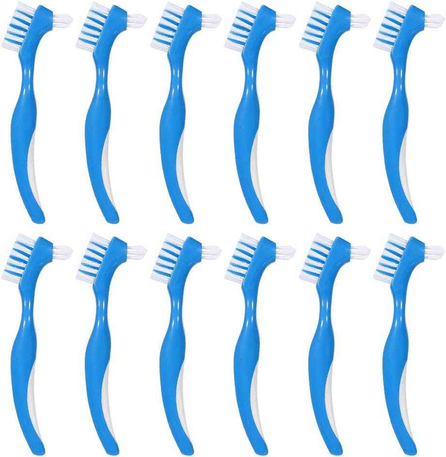 Baring 12 Pack Denture Brush Hard Denture Cleaning Brush False Teeth Brush Toothbrush: Health & Personal Care