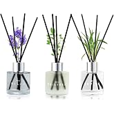 3 Pack Fragrance Reed Diffuser, Lavender Jasmine Lemongrass, 50ML | Aromatherapy Diffuser Set with 12 Black Fiber Sticks,Air Freshener for Bedroom Bathroom Office, 8.2x 6.6x 2.1 inch