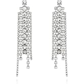 SYAP 18K Gold/Rhodium Rhinestone Chandelier Stud Earrings