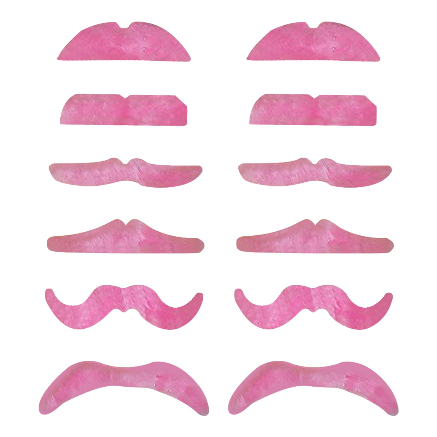JUFYVO 12pcs Pink Fluffy Self-Adhesive Fake Moustache Stick on False Beard Assorted Fake Moustaches Masquerade Party Halloween Fancy Dress Costume for Adults