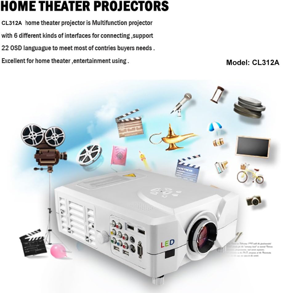 Excelvan CL312A - Proyector (800 x 600, 2200 lúmenes, USB), blanco ...