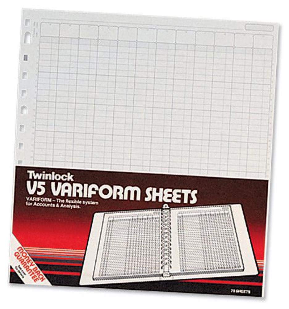 Rexel Twinlock Variform Multi-Ring Binder V5 Cash Refill Sheets 10 Columns (Pack of 75)