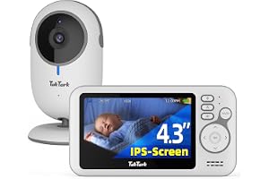 TakTark Babá Eletrônica, 4.3" Câmera para Bebês com Monitor, 2 Way Audio, Visão Noturna Infravermelha, Áudio Bidirecional, Detecção de Som VOX, Monitoramento Temperatura, Ideal para Novos Pais