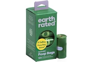 Earth Rated Poop Bags for Dogs Guaranteed Leak Proof and Extra Thick Waste Bag Refill Rolls, Lavender Scented, 120 Bags