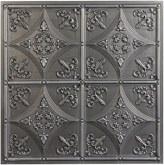 uDecor Basilica Ceiling Tile, Antique Nickel, 10 Piece