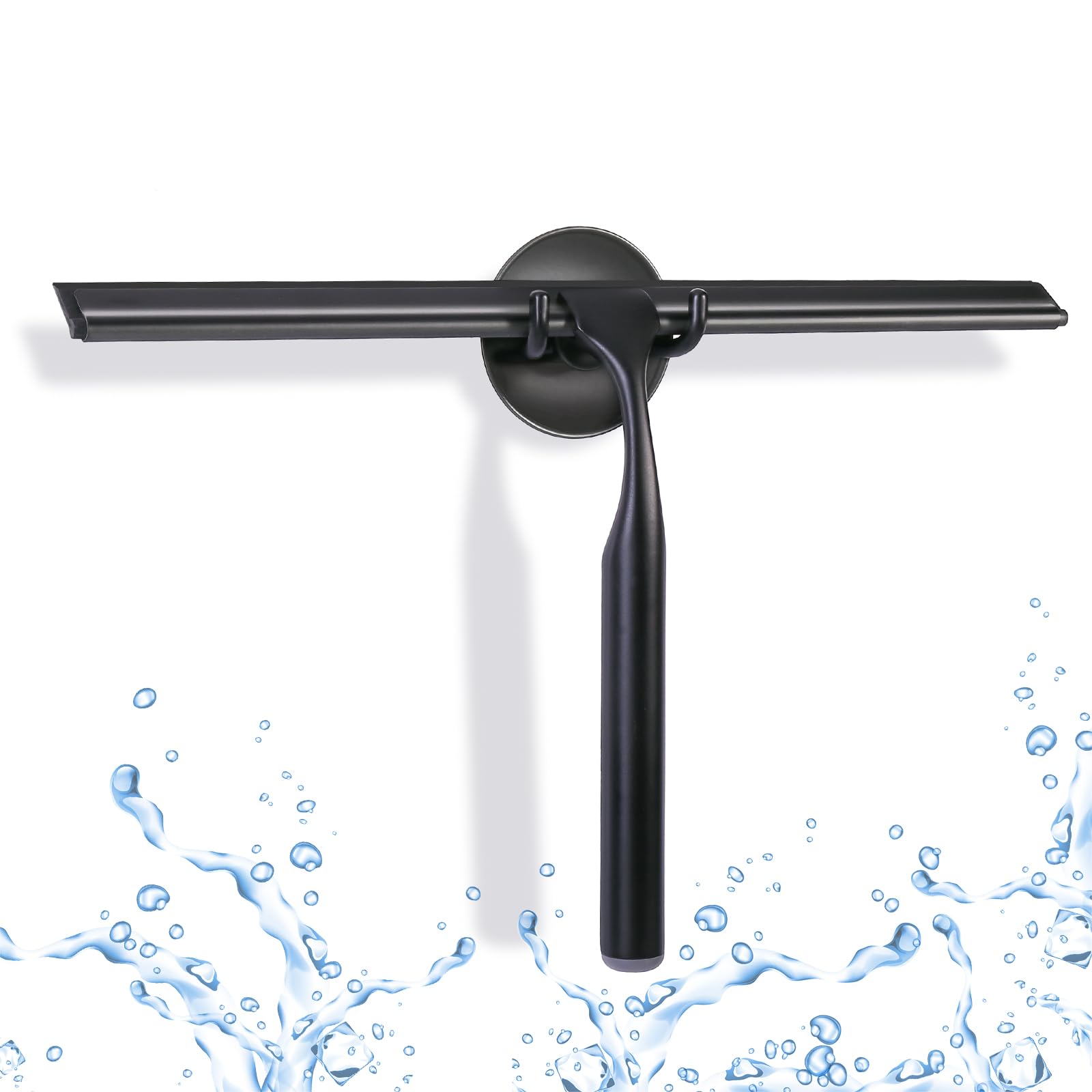 Photo 1 of Shower Squeegee for Glass Doors, 12" Stainless Steel Squeegees for Shower Doors, Bathroom, Window and Car Glass, All-Purpose Cleaning Squeegee with Matching Hooks Holder, 1 Replacement Squeegee Blade