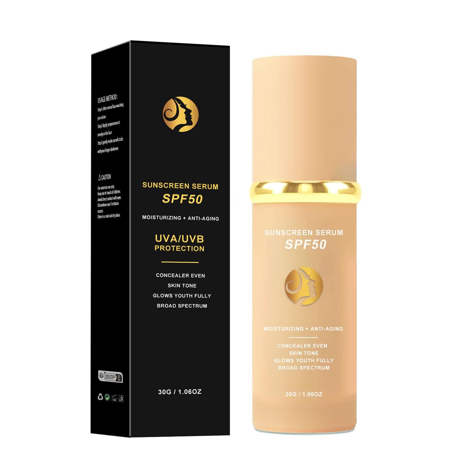 4 in 1 Foundation Liquid - Concealer and Moisturizer - Sunscreen Serum SPF50 - Color Changing Foundation Light Spectrum - UVA/UVB Protection, Hydrating & LongLasting