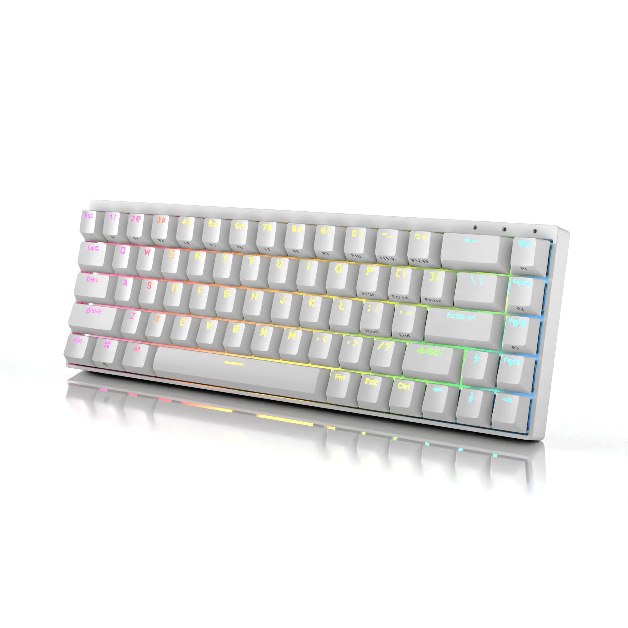 Durgod Hades 68 RGB Mechanical Gaming Keyboard | 65% Layout | USB C Wired | Doubleshot PBT Keycaps | Cherry Profile | NKRO Rollover | Windows & Mac | Aluminium Chassis| Gateron Silent Brown, White
