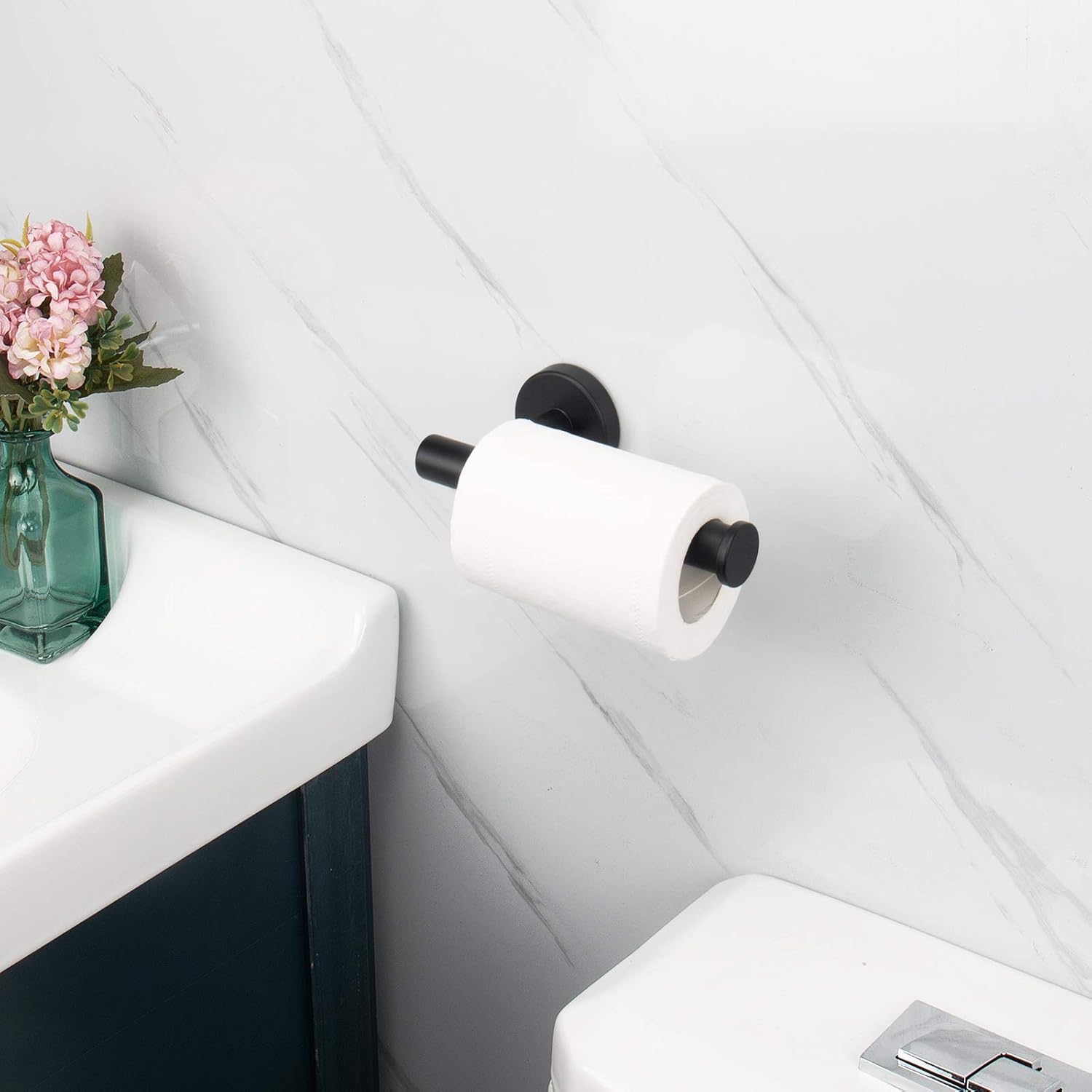 NearMoon Bathroom Toilet Paper Holder, Premium SUS304 Stainless Steel Rustproof Wall Mounted Toilet Roll Holder for Bathroom, Kitchen, Washroom (Matte Black): Kitchen & Dining