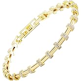 Gold Bracelet for Women Trendy, 14K Gold Plated Dainty Link Chain Bracelet, Length 6.5inch