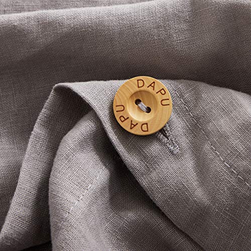 DAPU 55% French Linen 45% Cotton Duvet Cover with 2 Pillowcases, 3 Piece Ultra Soft Breathable Bedding Comforter Cover Sets with Button Closure(Gray/Linen Cotton, King)