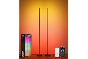 BWGZH Corner Floor Lamp 2 Pack, Smart RGB LED Corner Lamp with Music Sync and 16 Million DIY Colors, App & Remote Control, Color Changing Standing Lamp for Bedroom, Living Room and Gaming Room(2 Pack)