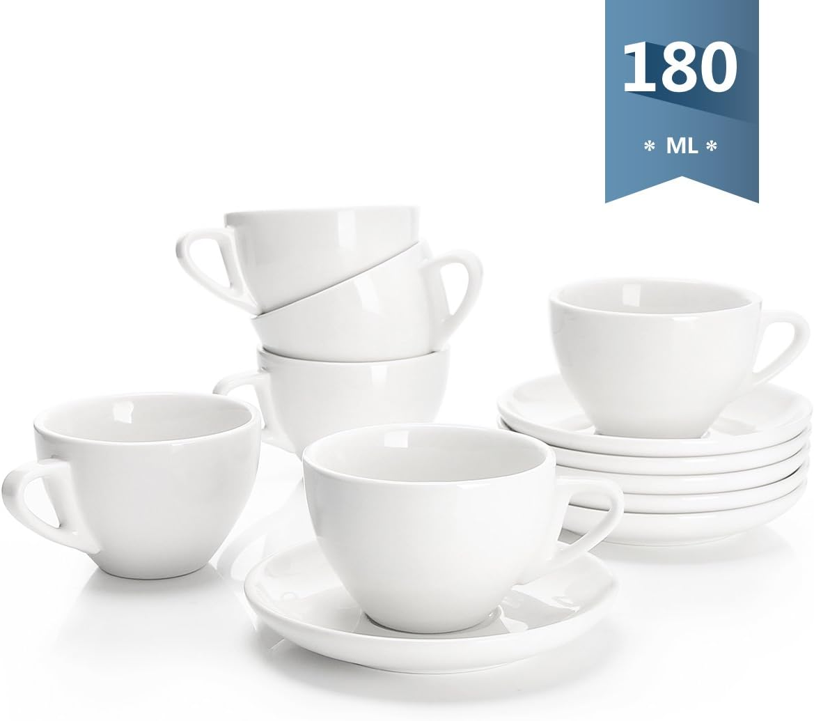 Sweese 402.001 6-teilig Cappuccinotassen Set aus Porzellan - Cappuccino Tassen
