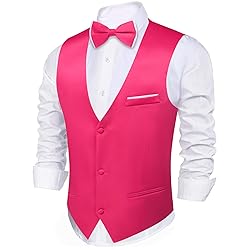 Barry.Wang Mens Hot Pink Formal Suit Vest V-neck