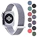Woven Nylon Replacement Apple Watch Band by Pantheon, Sport Loop Edition, For Men or Women, Strap fits the 38mm or 42mm Apple iWatch, Compatible Series 1, 2, 3, Nike (White, 38mm)