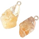 LHJ 3 Pcs Natural Citrine Stone Pendants Charms Irregular Yellow Healing Crystal Pendants for Jewelry Making Necklace Bracelet Meditation