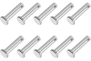 PATIKIL 6 x 35 mm Single Hole Clevis Pins, 10 Pcs 304 Stainless Steel Flat Head Pin for Hitch Pin Lock Link Hinge Systems, Si