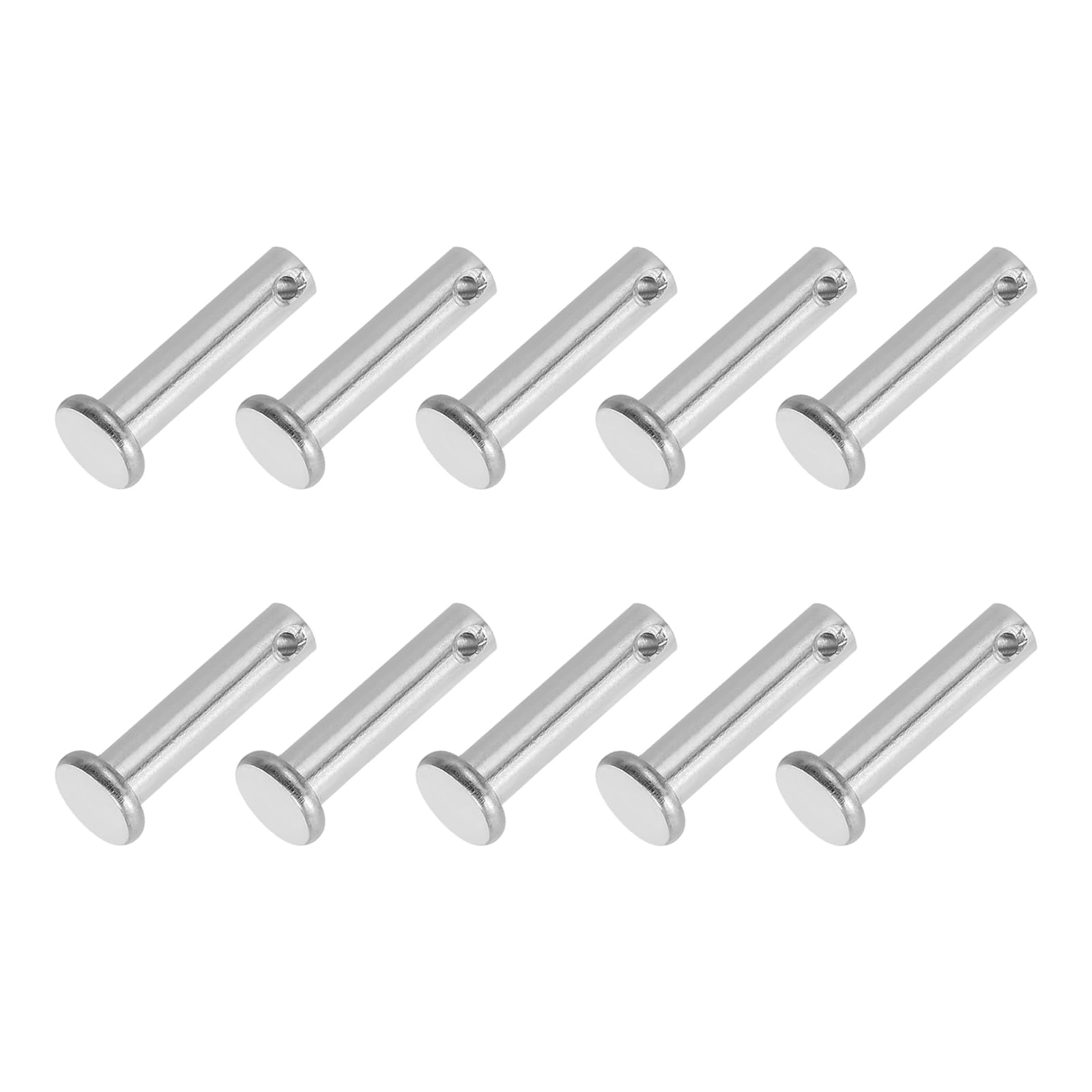 PATIKIL 6 x 35 Mm Single Hole Clevis Pins, 10 Pcs 304 Stainless Steel Flat Head Pin for Hitch Pin Lock Link Hinge Systems, Silver