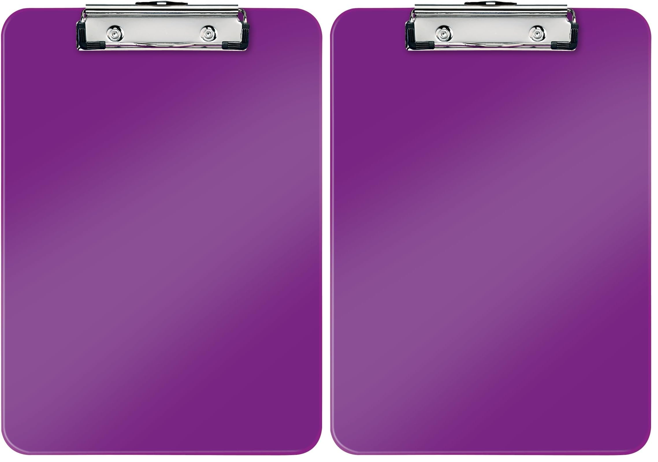 Leitz 39710062 A4 Clipboard, Rigid Plastic, Wow Range, Purple (Pack of 2)