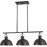 Kira Home Belle 34" 3-Light Modern Industrial Kitchen Island Light, Dome Shades + Swivel Joints, Dark Oil Rubbed Bronze Finis