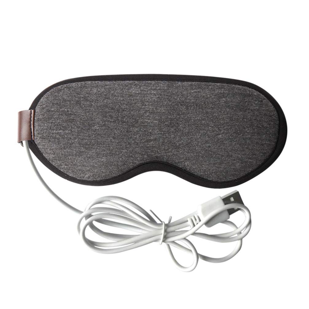 BESPORTBLE Electric USB Heated Eye Mask Warm Night Blindfold Shading Eyepatch Light Blocking Hot Compress Eye Cover for Office Travel School (Grey)