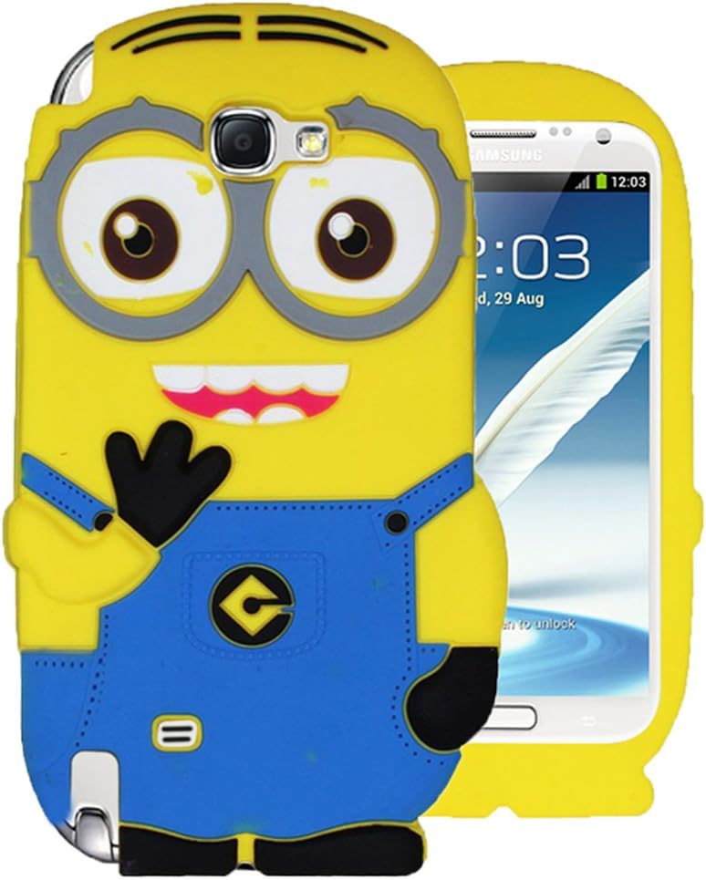 Heartly Cute Cartoon Soft Rubber Silicone Flip Bumper Best Back Case Cover for Samsung Galaxy Note 2 N7100 Double Eye, Multi-Coloured