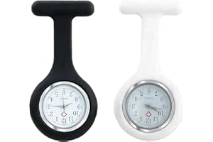 Tangseajiao 2Pcs Clip on Nurse Watches for Women Men, with Second Hand for Doctor Nurse Student Graduation Xmas Birthday Gifts,(White and Black)