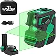 Laser Level Self Leveling, 2D Green Cross Line for Construction and Wallpaper/Flooring/Cabinet Installation, Rechargeable Li-ion battery, Magnetic Pivoting Base, Remote Controller by Excited Work