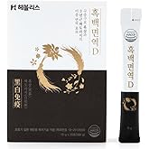H HEBLIS [Black & White D] Korean Black Ginseng and White Platycodon, Asian Panax Ginseng Extract, Energy Booster, Ginseng Honey Sticks, White Bellflower
