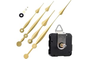 EMOON High Torque Clock Movement Mechanism with 11 Inch Long Spade Hands, Quartz Clock Motor Kit for Custom Repair Clock, Total Shaft Length 1 1/8 in (Gold)