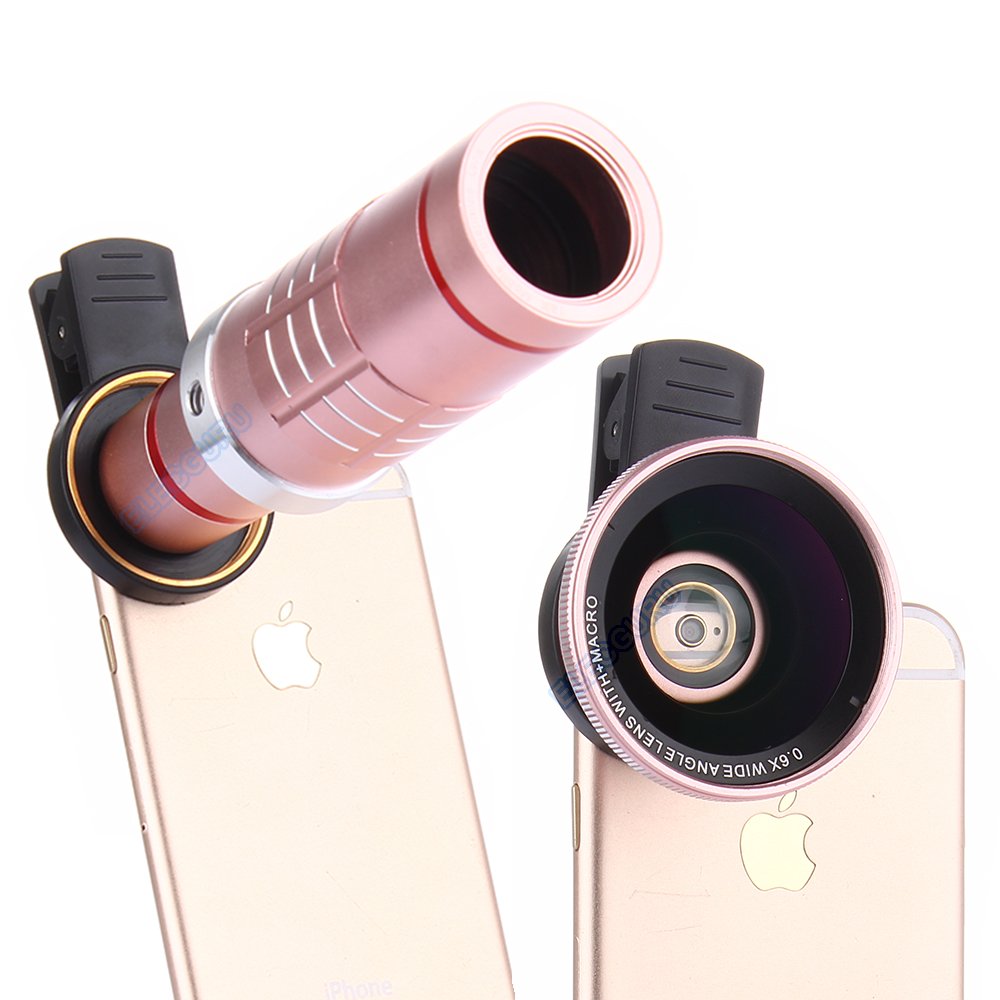 Gold Camera Lens Kit,Universal 18X Zoom HD Clip On Mobile Phone Optical