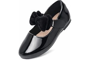 Pxmzizz Toddler Girl Dress Shoes Mary Jane Flower Girl Flats for Wedding & Party, Soft Insole Easy On & Off Dress Shoes for T