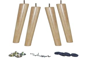 WEICHUAN Solid Rubber Wood Replacement Sofa Couch Chair Ottoman Loveseat Coffee Table Cabinet Furniture Wood Legs(8" Slant Set of 4)