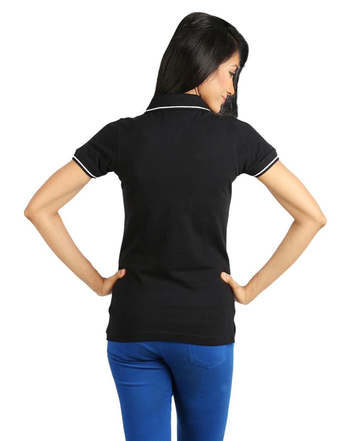 campus sutra women polo neck t-shirt with tipping