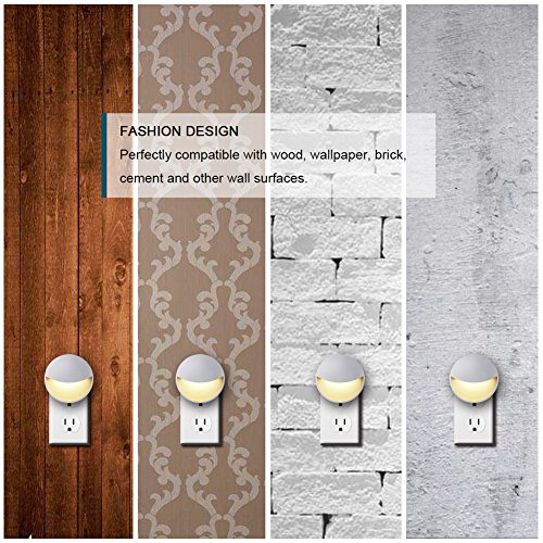 Plug-in LED Night Light Lamp with Auto Dusk to Dawn Sensor, Light Control 0.2W Warm White for Bedroom, Bathroom, Kitchen, Hallway, Stairs, Energy Efficient, Compact 4-Pack Yellow - Thumbnail 4