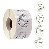 500 pcs roll 4 Styles Thank You Stickers Vegetation Thank You Sticker for Christmas Scrapbooking Stationery Seal Labels Seal Stickers for Gift White Green