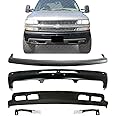 US AUTO PARTS PLUS New Front Bumper Primed + Lower Valance Upper Cover Outer Brace Brackets Right Passenger & Left Driver Side For 1999-2002 Chevrolet Silverado 1500 / 2000-2006 Tahoe Suburban, Black