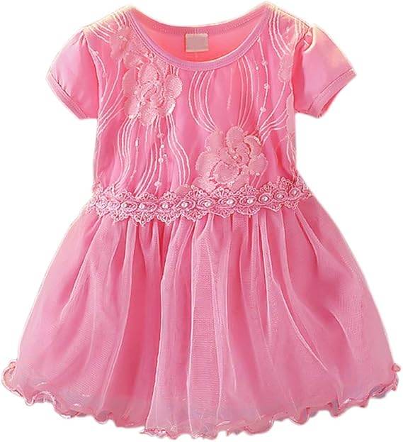 Amazon Urmagicベビー服 子供服 ワンピース プリンセスドレス 韓国風 無地 女の子 可愛い 花飾り 半袖 春秋 チュールスカート 赤ちゃん服 おしゃれ 出産祝い 誕生日 結婚式 入園式 ワンピース チュニック 通販