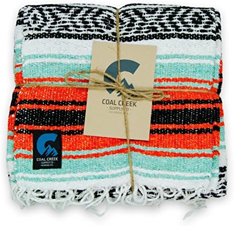 Coal Creek Supply Classic Mexican Blanket, Authentic Falsa Soft Woven Blanket