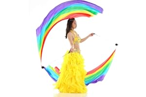 BELLYANGEL 2Pcs Silk Veil with Poi Ball Belly Dance Poi Streamer Throw Ball in Haka Dance and Polynesian Dances