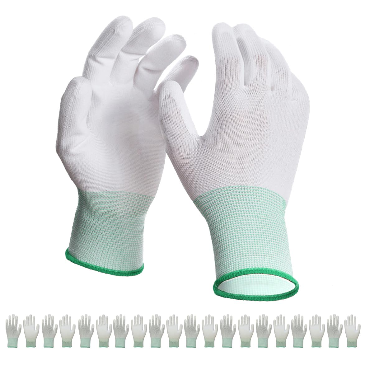Photo 1 of 10 Pairs PU Coated Knit Work Gloves, Breathable Nylon Safety Gloves for Handling, Gardening, Construction, Yard, Farm Use (S)