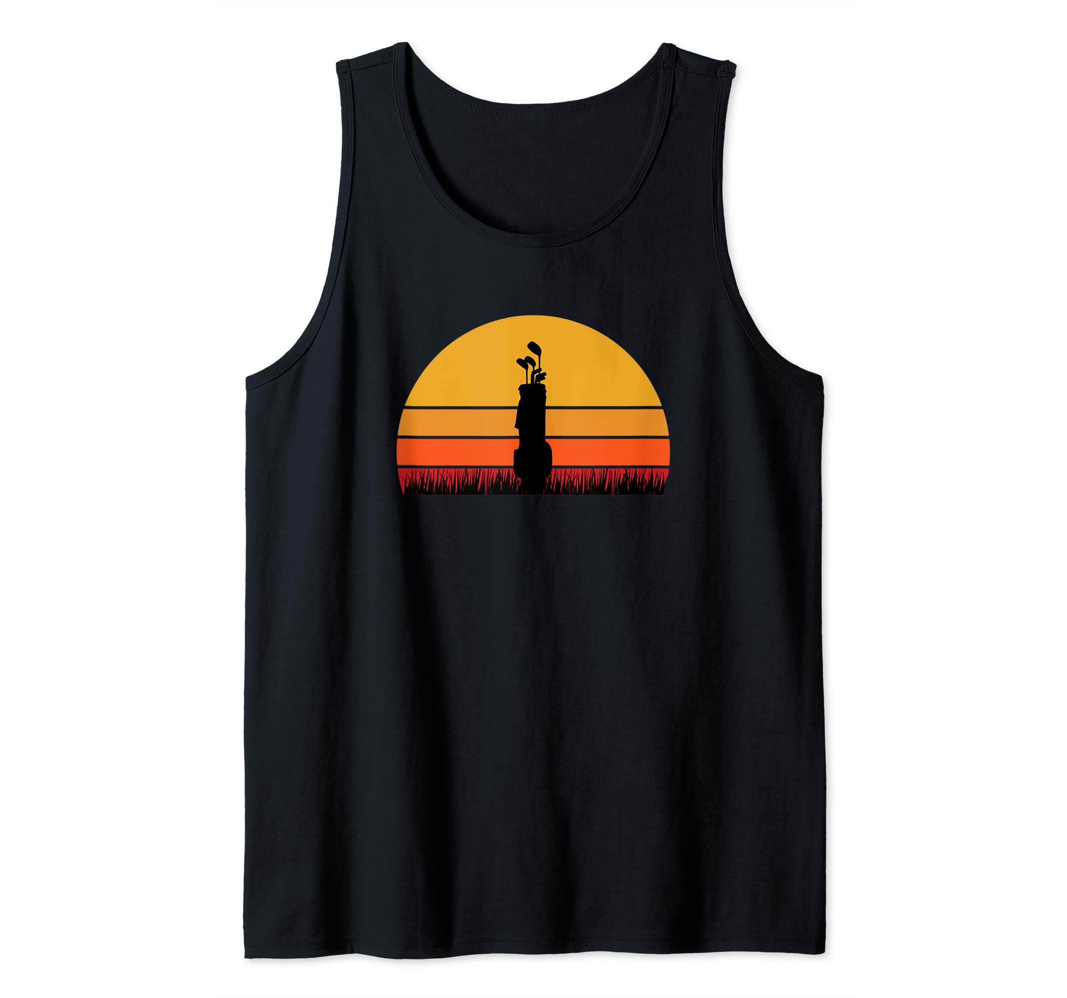 Golf Bag Sunset Golf Golfing Golfer Course Birdie Par Retro Tank Top